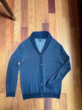 Banana Republic | Men's Collar Button Cardigan Sweater Navy Blue/Grey Size L